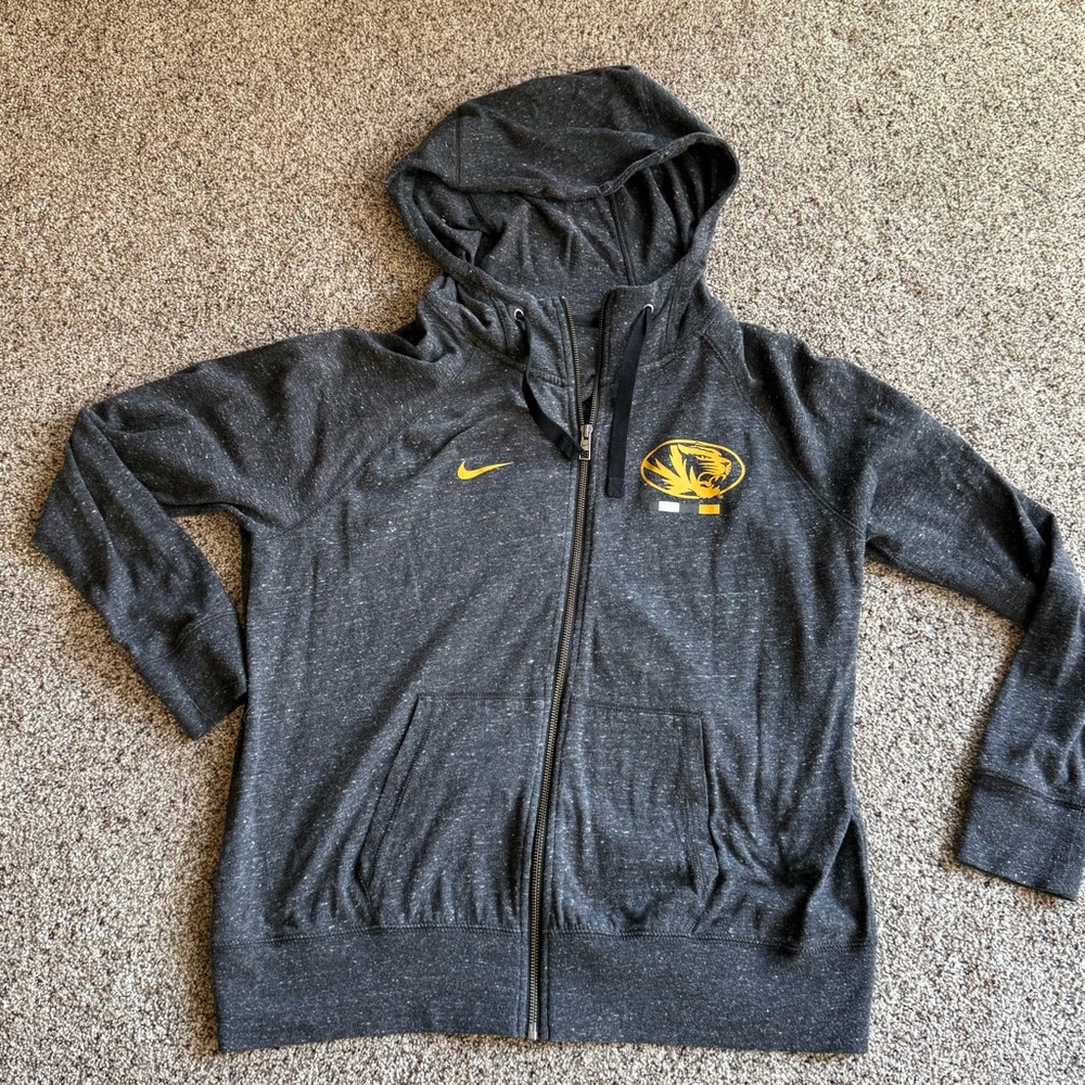 Nike Full Zip up Hoodie Missouri Tigers Mizzou Women’s XL Gray Lightweight